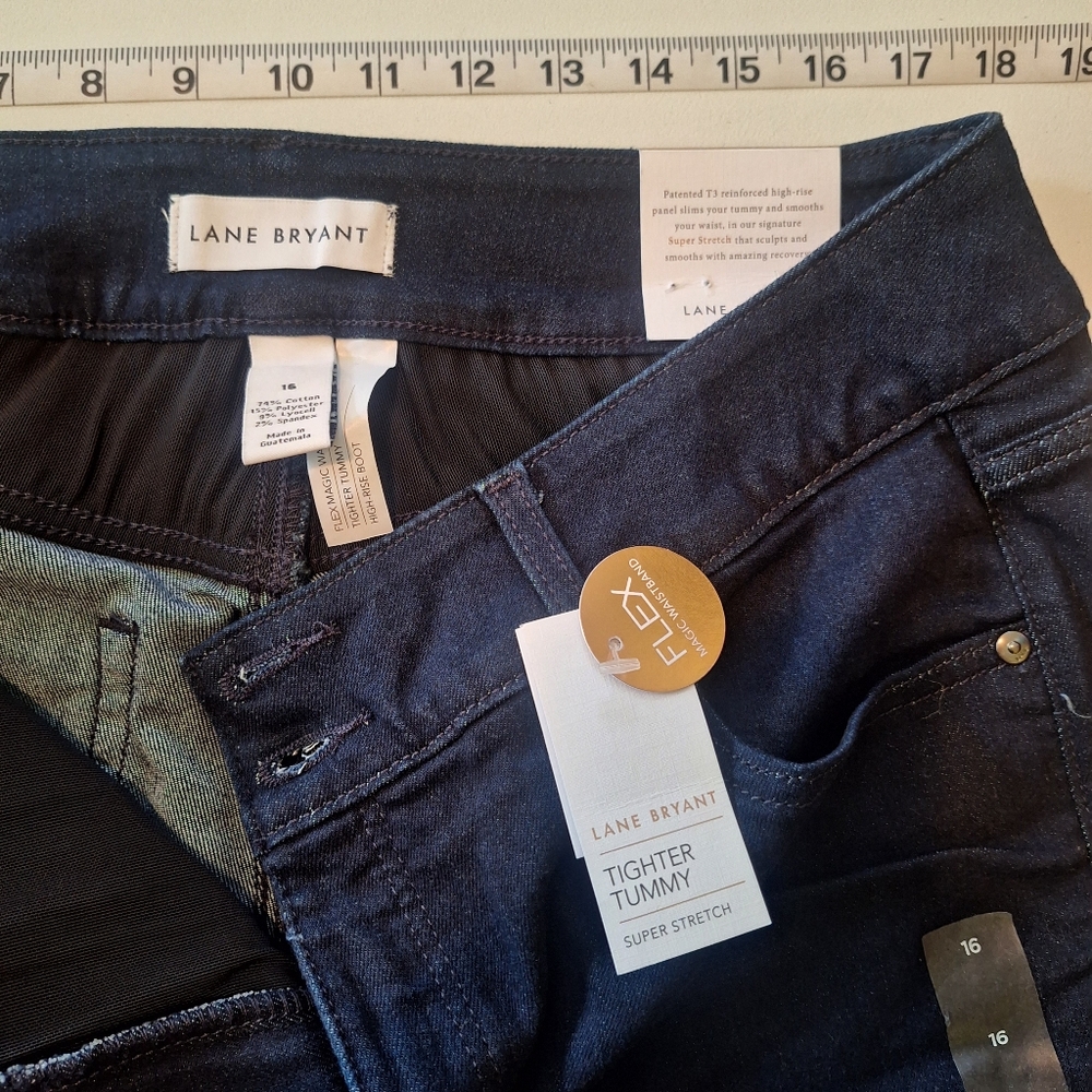 NWT Lane Bryant Size 16 Tighter Tummy High Rise Boot Jeans Blue/Black
